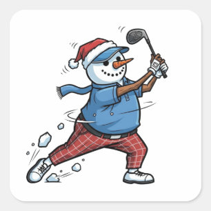 Adesivo Quadrado Jogador de Tênis Boneco de Neve Natal 2026 Feriad