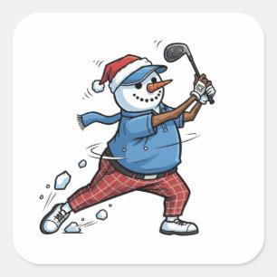 Adesivo Quadrado Jogador de Tênis Boneco de Neve Natal 2026 Feriad