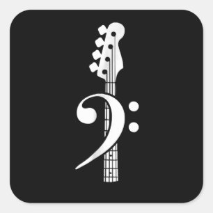 Adesivo Quadrado Jogador de Violão Bass - Músico de Violão Bass