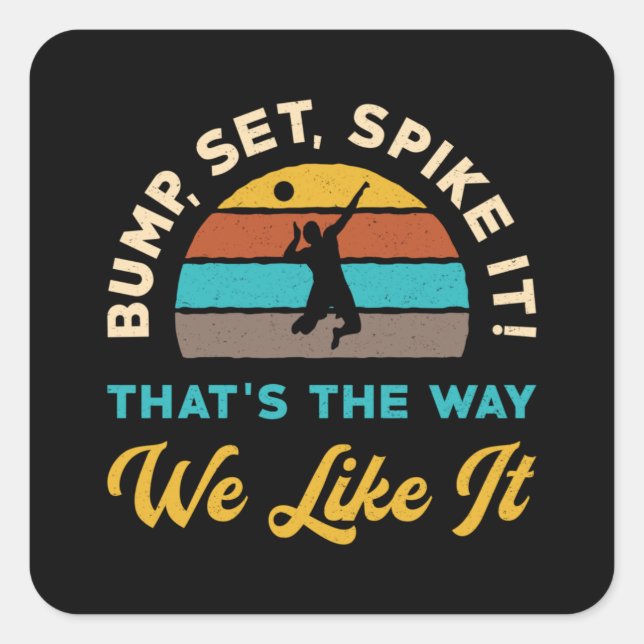 Adesivo Quadrado Jogador de Voleibol Jogado De Voleibol (Frente)