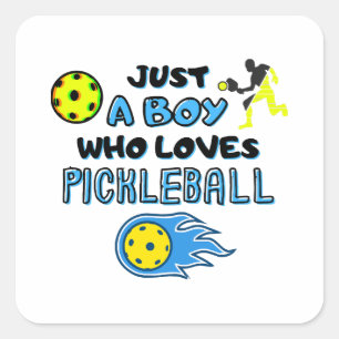 Adesivo Quadrado Jogador Engraçado de Pickleball Apenas um Menino q
