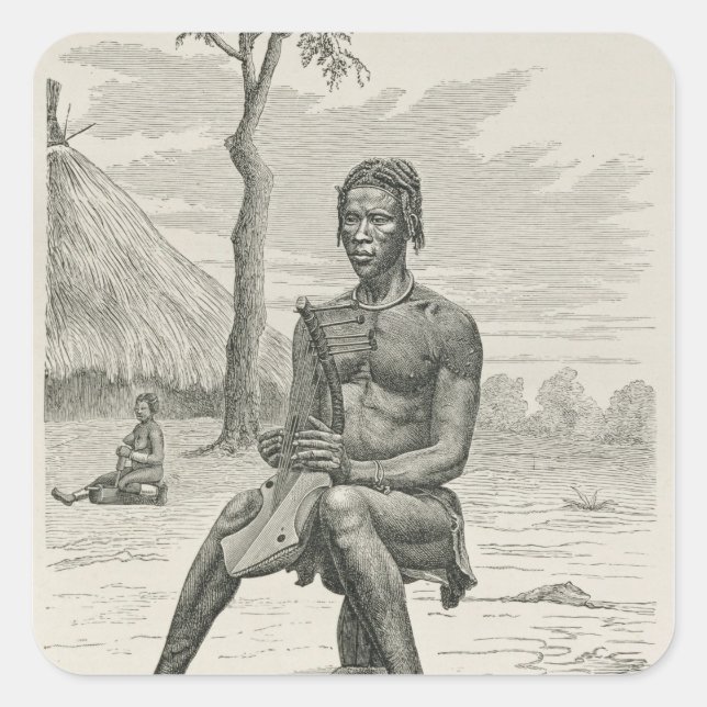 Adesivo Quadrado Jogador Harp do Azandeh ou Nyam-Nyams (Frente)