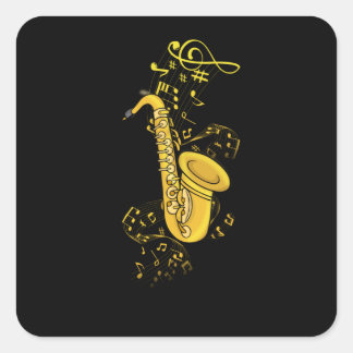 Adesivo Quadrado Jogador saxofone Jazz Music Gift Men Grande Banda