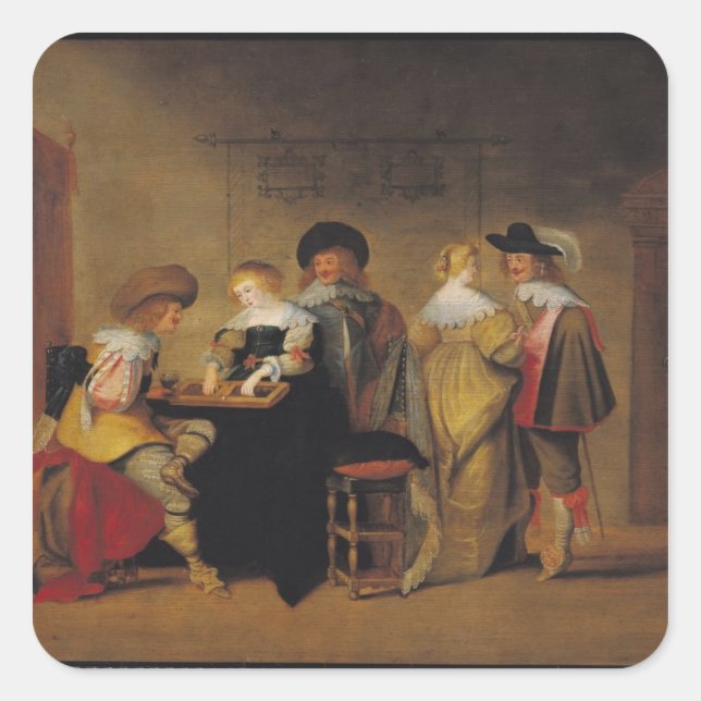 Adesivo Quadrado Jogadores de gamão (Frente)