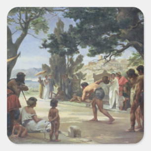Adesivo Quadrado Jogando o disco, 1875