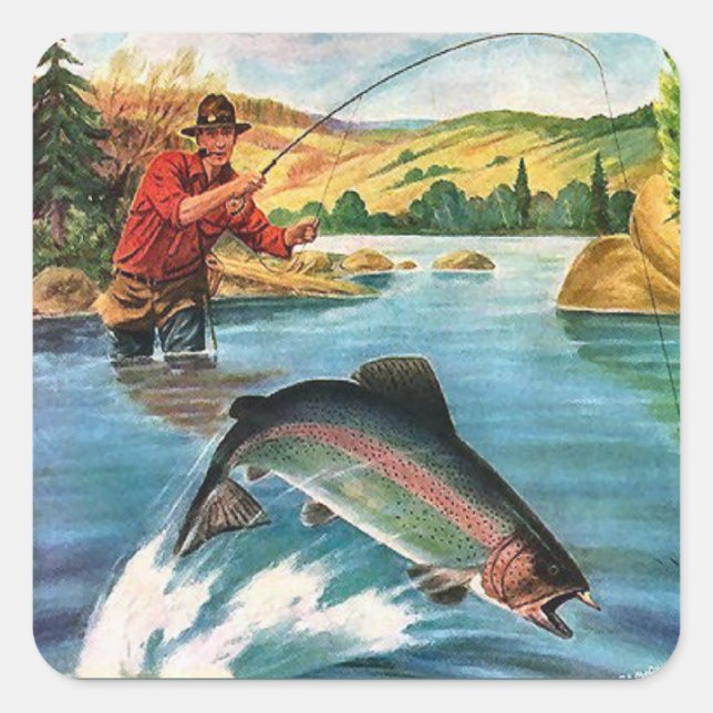 Adesivo Quadrado Jogando peixe (Frente)