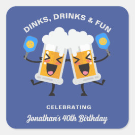 Adesivo Quadrado Jogo de Cartoons de Beer de Dinks e Bebidas