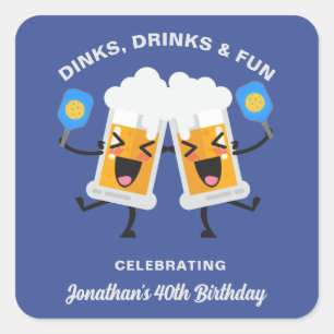Adesivo Quadrado Jogo de Cartoons de Beer de Dinks e Bebidas