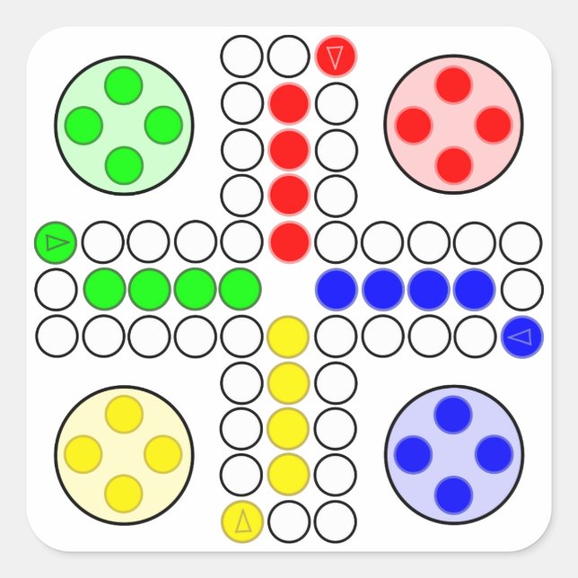Adesivo Quadrado Jogo de Conselho Clássico do Ludo (Frente)