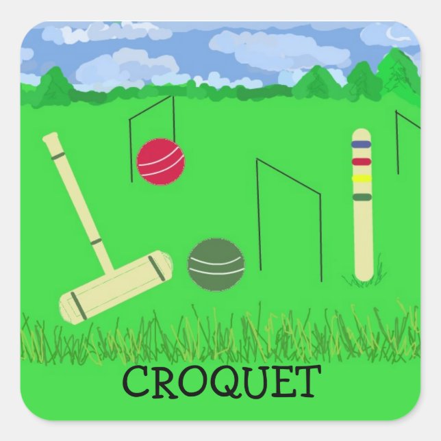 Adesivo Quadrado Jogo de Croquet (Frente)