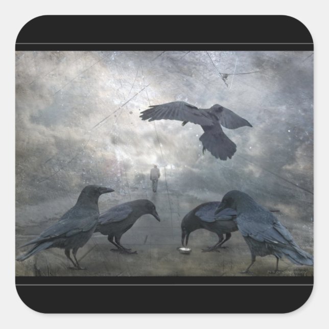 Adesivo Quadrado Jogo dos corvos com tempo perdido (Frente)