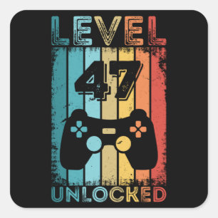 Adesivo Quadrado Jogos Nível 47 Desbloqueados 47º Aniversário do