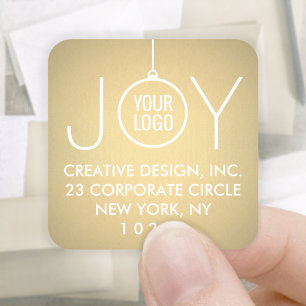 Adesivo Quadrado JOGUE O Seu Logotipo Faux Gold Foil Return Address