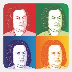 Adesivo Quadrado Johann Sebastian Bach im Cartoon Stil