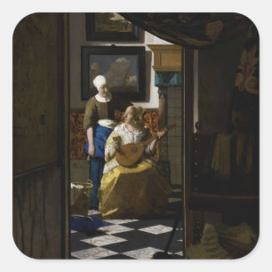 Adesivo Quadrado Johannes Vermeer - A Carta do Amor