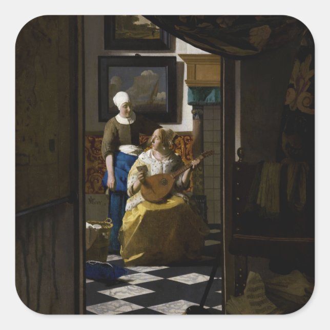 Adesivo Quadrado Johannes Vermeer - A Carta do Amor (Frente)