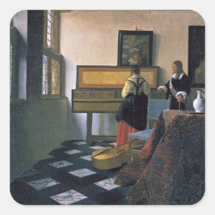 Adesivo Quadrado Johannes Vermeer - a lição de música
