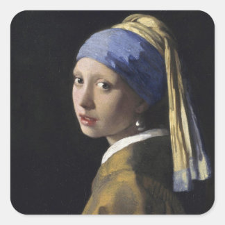 Adesivo Quadrado Johannes Vermeer - Rapariga com um Ouriço de Pérol