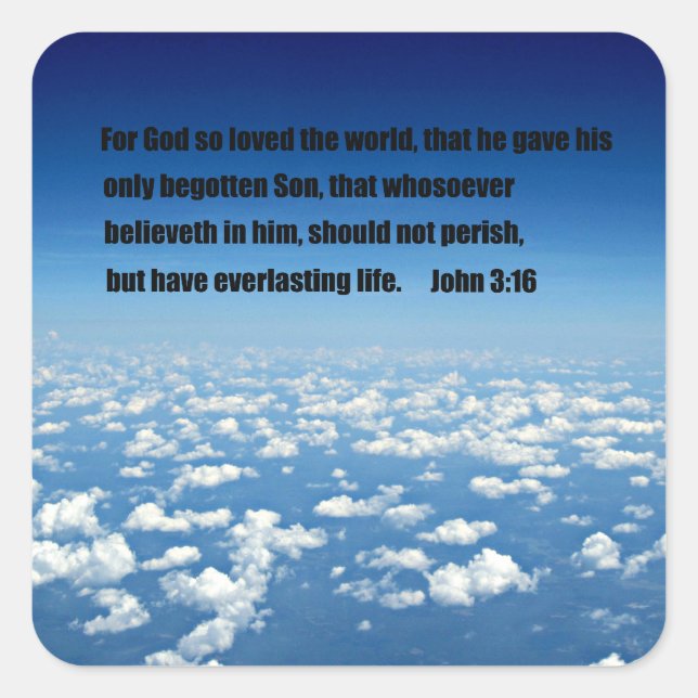 Adesivo Quadrado John 3:16 (Frente)