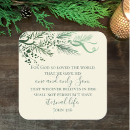 Adesivo Quadrado John 3:16 Bíblia personalizada Natal único