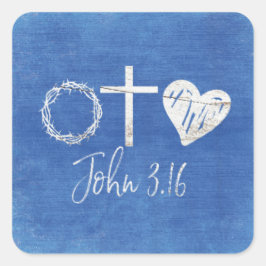 Adesivo Quadrado John 3.16 Símbolos Cristãos