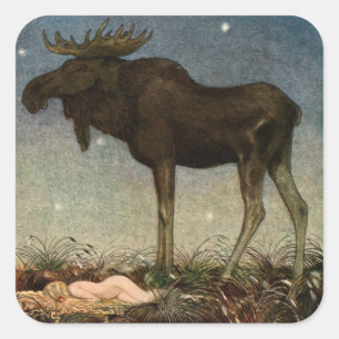 Adesivo Quadrado John Bauer - Escutado por Tuvstarr 1913