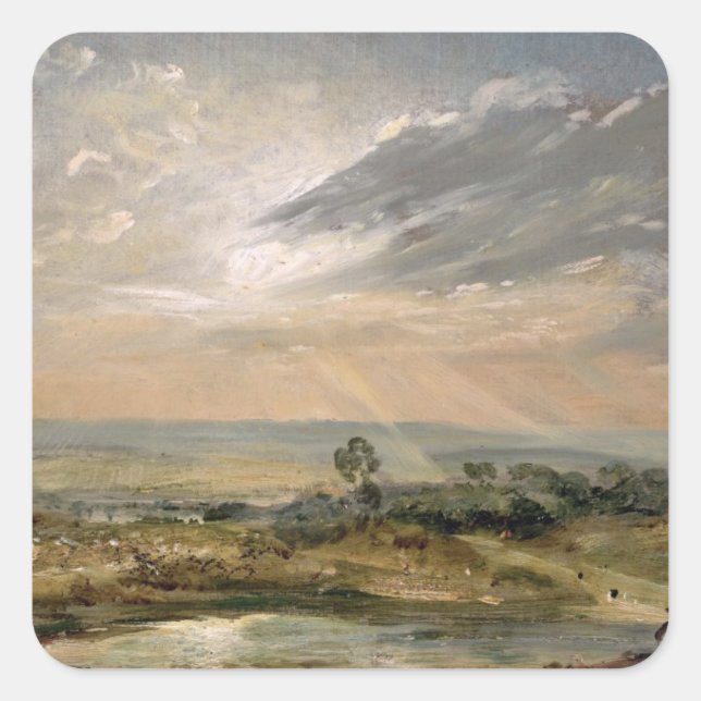 Adesivo Quadrado John Constable | Branch Hill Pond, Hampstead (Frente)
