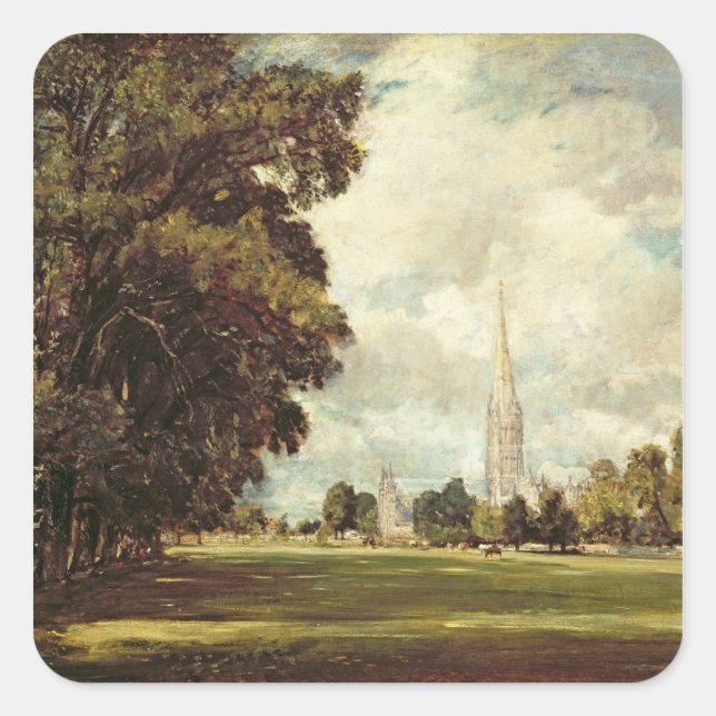 Adesivo Quadrado John Constable | Catedral de Salisbury a partir de (Frente)
