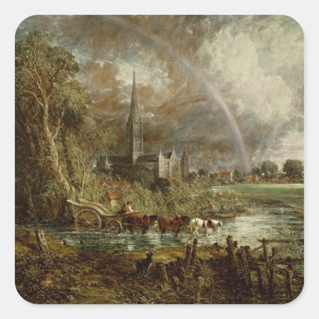 Adesivo Quadrado John Constable | Catedral de Salisbury a partir do (Frente)