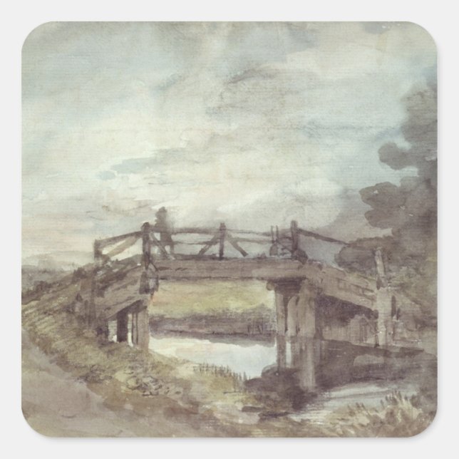 Adesivo Quadrado John Constable | Ponte sobre o rio (Frente)