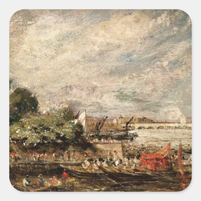 Adesivo Quadrado John Constable | Ponte Waterloo de cima de Whiteh (Frente)