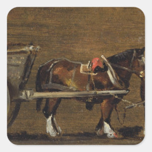Adesivo Quadrado John Constable   um carro da fazenda com os dois