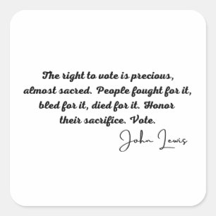 Adesivo Quadrado John Lewis Rep, o direito de voto é precioso, BLM