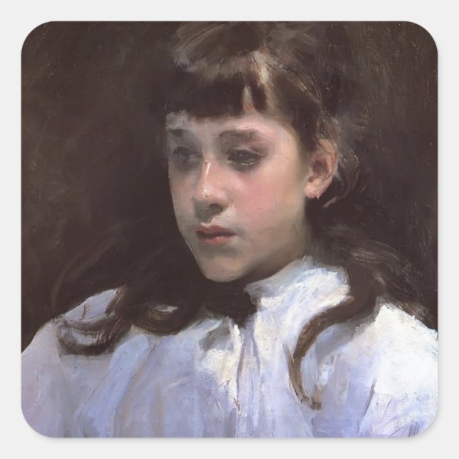 Adesivo Quadrado John Sargent-Young Girl WITH White Muslin Blouse (Frente)