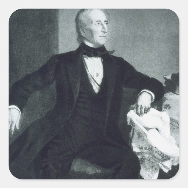 Adesivo Quadrado John Tyler, 10º Presidente dos Estados Unidos da A (Frente)