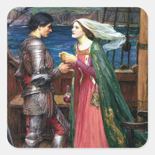 Adesivo Quadrado John William Waterhouse Tristan e Isolde (Frente)