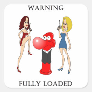 Adesivo Quadrado Johnny Condom completamente carregado