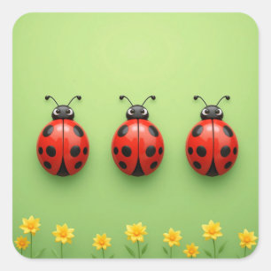 Adesivo Quadrado 🐞 Joias Coloridas de Joaninhas Presente Caprichos