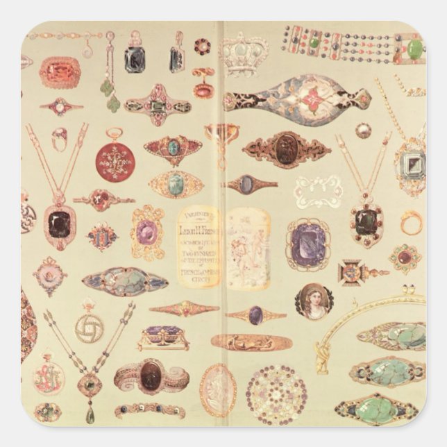 Adesivo Quadrado Joias do "Catálogo da Tiffany", 1890 (Frente)