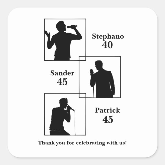 Adesivo Quadrado Joint Birthday Triple the Fun Minimalist White (Frente)