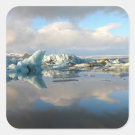 Adesivo Quadrado Jokulsarlon iceberg laca de reflexão