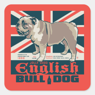 Adesivo Quadrado Jolly Good English Bulldog