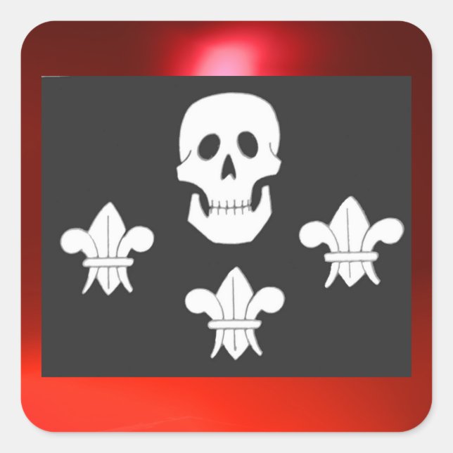 ADESIVO QUADRADO JOLLY ROGER SKULL E TRÊS MENTIRAS FLAG (Frente)