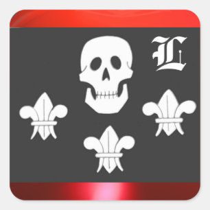 ADESIVO QUADRADO JOLLY ROGER SKULL E TRÊS MENTIRAS FLAG MONOGRAM