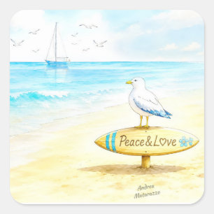 Adesivo Quadrado Jon Seagull - Paz & Amor