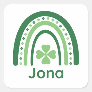 Adesivo Quadrado Jona Nome Clover Boho Arco-íris
