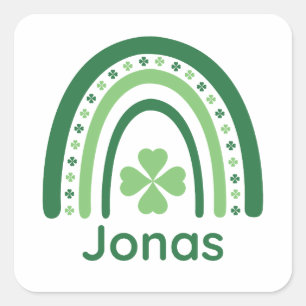 Adesivo Quadrado Jonas Nome Clover Boho Arco-íris