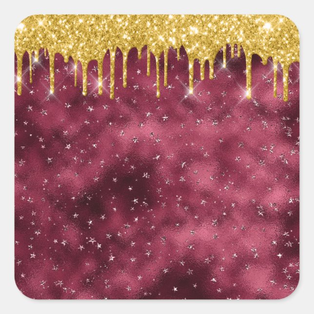 Adesivo Quadrado Jordan Candels Burgundy Glitter Sticker Dourado (Frente)
