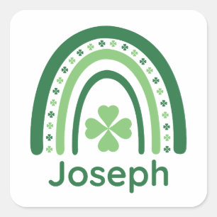 Adesivo Quadrado Joseph Name Clover Boho Rainbow