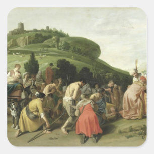 Adesivo Quadrado Joseph recebe seu pai em Egipto, 1628